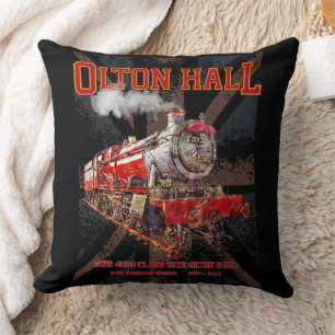 Coussin Train à vapeur vintage Olton Hall Locomotive angla