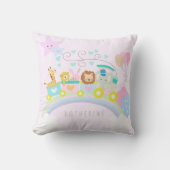 Coussin Train Animaux roses (Recto)
