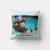 Coussin Train cadeau - Scène de Noël (Recto)