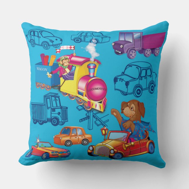Coussin train et voiture pour le garçon (Recto)