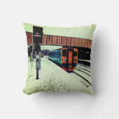 Coussin Train jaune et turquoise (Recto)