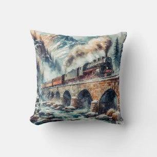 Coussin Train moteur à vapeur généré par IA