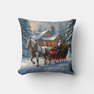 Coussin Traîneau à un cheval de Noël de Santa