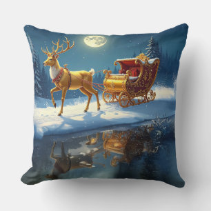 Coussin Traîneau de Noël de rennes Fêtes