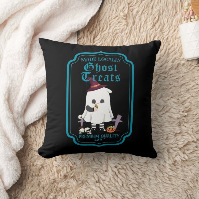 Coussin TRAITEMENTS GHOST FAITS LOCALEMENT drôle halloween (Couverture)