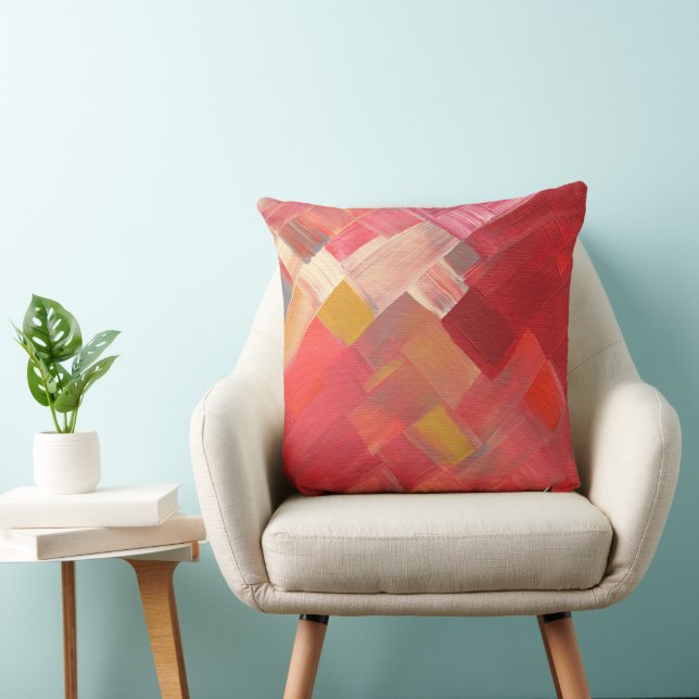 Coussin Traits de pinceau abstraits géométriques rouge, ro (Chaise)