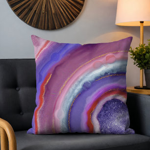 Coussin Tranche d'agate de géode violette