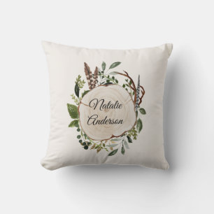Coussin tranche de bois de craie rustique