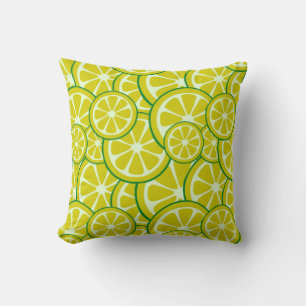 Coussin Tranche de citron fruit citrique Art jaune citron