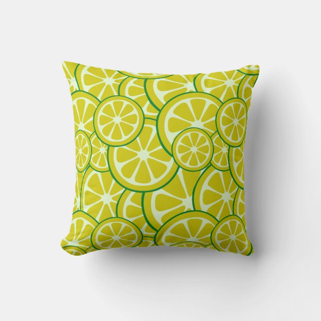 Coussin Tranche de citron fruit citrique Art jaune citron  (Recto)