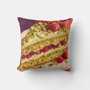 Coussin Tranche de gâteau pistache framboise Peint Dessert