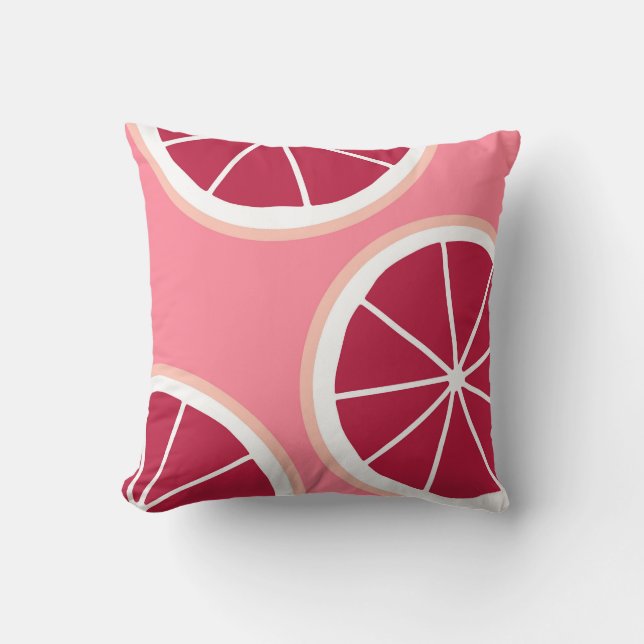 Coussin Tranches de pamplemousse rose (Recto)
