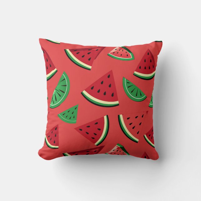 Coussin Tranches de pastèque et de citron vert (Recto)