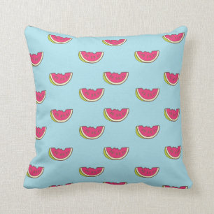 Coussin Tranches de pastèque sur Motif Turquoise