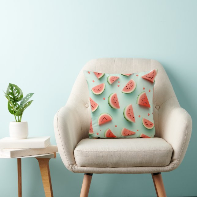 Coussin Tranches de pastèque sur vert (Chaise)