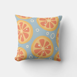 Coussin Tranches d'orange vives et audacieuses sur fond bl