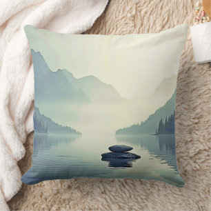 Coussin Tranquil Mountain Lake Serenity