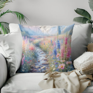 Coussin Tranquillité Florissante : Paysage Floral Scénique