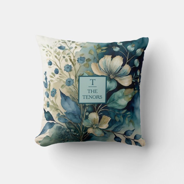 Coussin Tranquillité sarcelle : Félicité botanique (Recto)