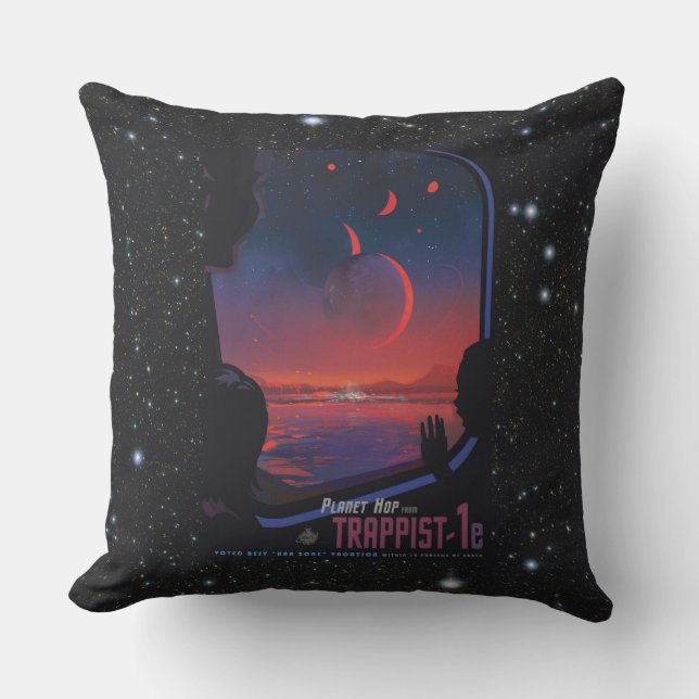 Coussin TRAPPIST-1 Système Planète 1e rétro tourisme spati (Recto)