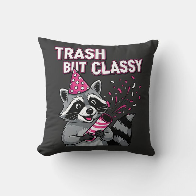 Coussin Trash But Classy – Party Raccoon Holiday Edition (Recto)