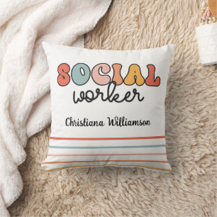 Coussin Travailleur social rétro personnalisé