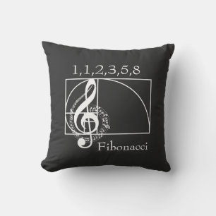 Coussin Treble Clef Notes musicales et Fibonacci Spiral