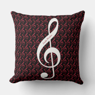 Coussin treble clef on musical notes pattern personalized