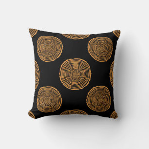 Coussin Tree Rings Seamless Pattern. Saw cut tree trunk ba