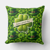 Coussin Trèfle à quatre feuilles Saint Patrick avoir un j (Recto)