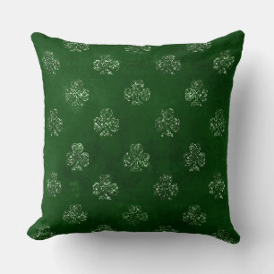 Coussin Trèfle Irlandais Pailleté Vert Élégant