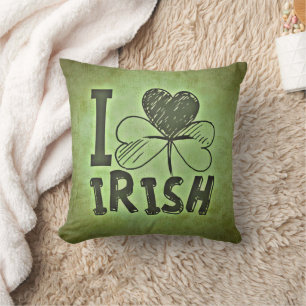 Coussin Trèfle irlandais vert j'aime