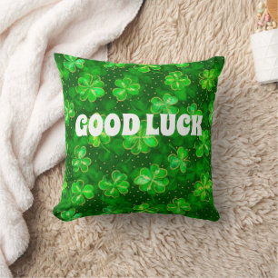 « Coussin Trèfle Vert – Décoration de Bonne Chance