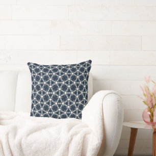 Coussin Treillis de fleur de neige indigo