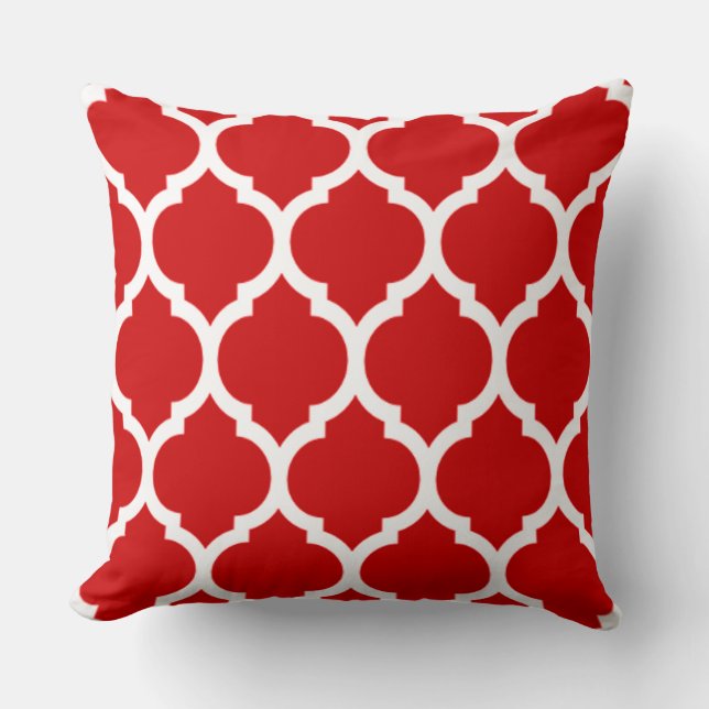 Coussin Treillis marocain rouge et blanc (Recto)