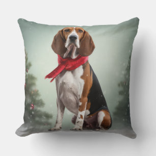 Coussin Trek Walker Coonhound Dog en Noël de neige