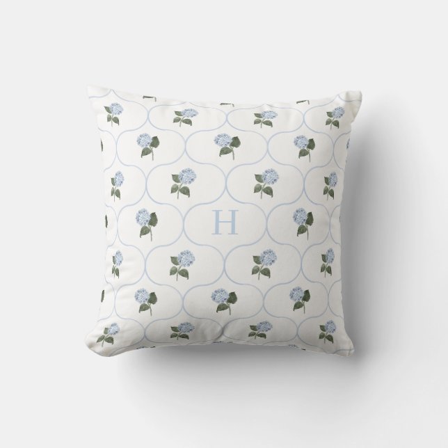 Coussin Trellis de l'Hydrange Bleue Monogramme   (Recto)