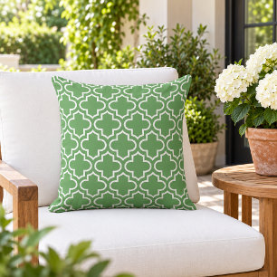 Coussin Trellis Quatrefeuilles Vert Classique Blanc