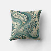 Trending Turquoise complexe Floral et Motif à tors
