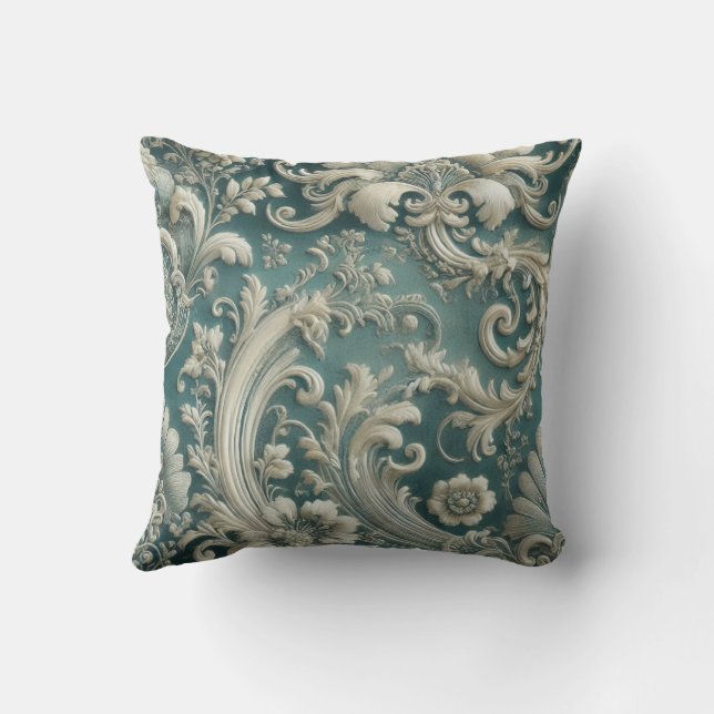 Coussin Trending Turquoise complexe Floral et Motif de tor (Verso)