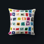Coussin Trendy Alphabet Carré Carreaux<br><div class="desc">alphabet tendance coloré lettré carré en motif répétitif sur coussin.</div>
