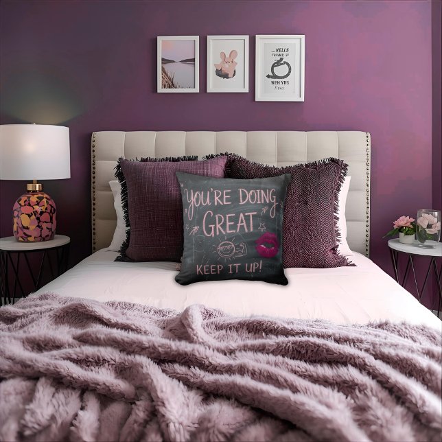 Coussin Trendy Chalk Board Girly Motivational Quote  (Créateur téléchargé)