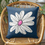 Coussin Trendy Daisy Floral Illustration - navy and pink<br><div class="desc">Un morceau d'art zen et fantaisiste,  hipster. Vous pouvez ajouter un nom,  un monogramme ou un autre texte personnalisé. Si vous avez besoin de déplacer l'art autour,  cliquez sur le bouton personnaliser pour apporter des modifications.</div>
