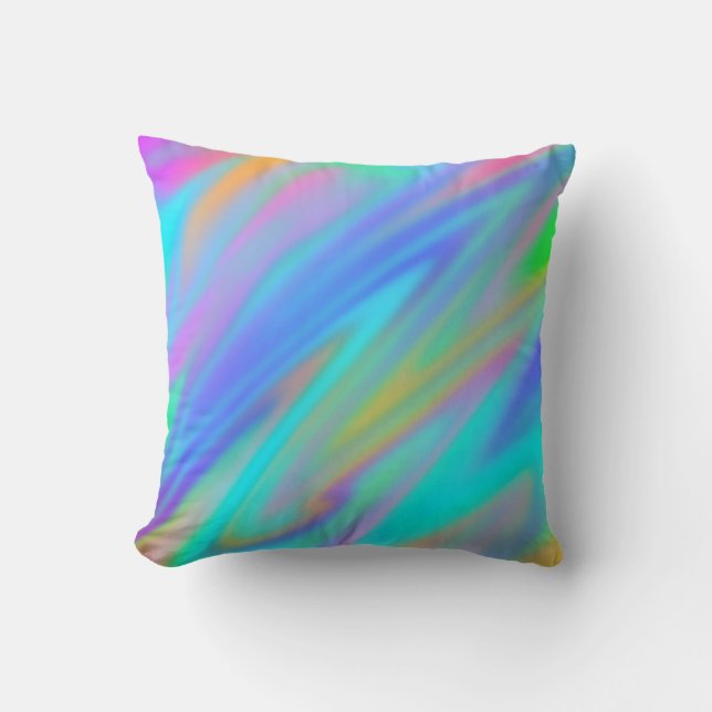Coussin Trendy luxe vert bleu violet faux holographique (Recto)