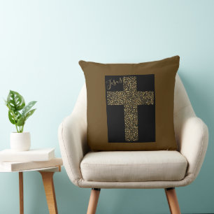 Coussin Trendy Modern Jesus Gold Cross