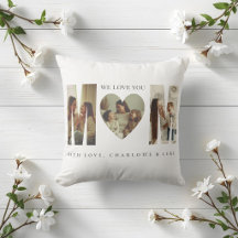 Trendy Personalized Photo WE LOVE YOU Mom Pillow