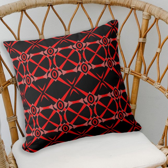 Coussin Trendy Stylish Chic Red Pink Black Op Art Pattern (Créateur téléchargé)