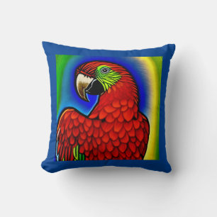Coussin Trésor Tropical : Abstraite oeuvre de perroquet dy