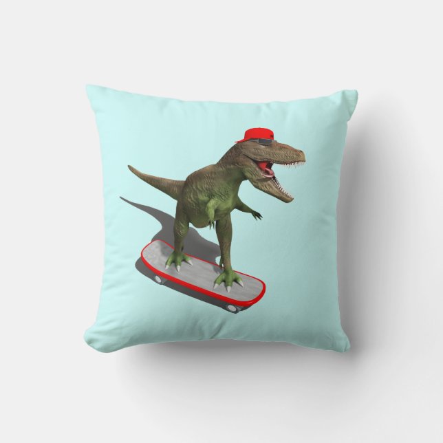 Coussin TRex faisant de la planche à roulettes (Recto)