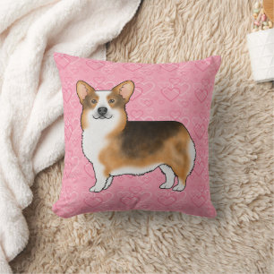 Coussin Tri Pembroke Gallois Corgi à tête rouge Aimer rose